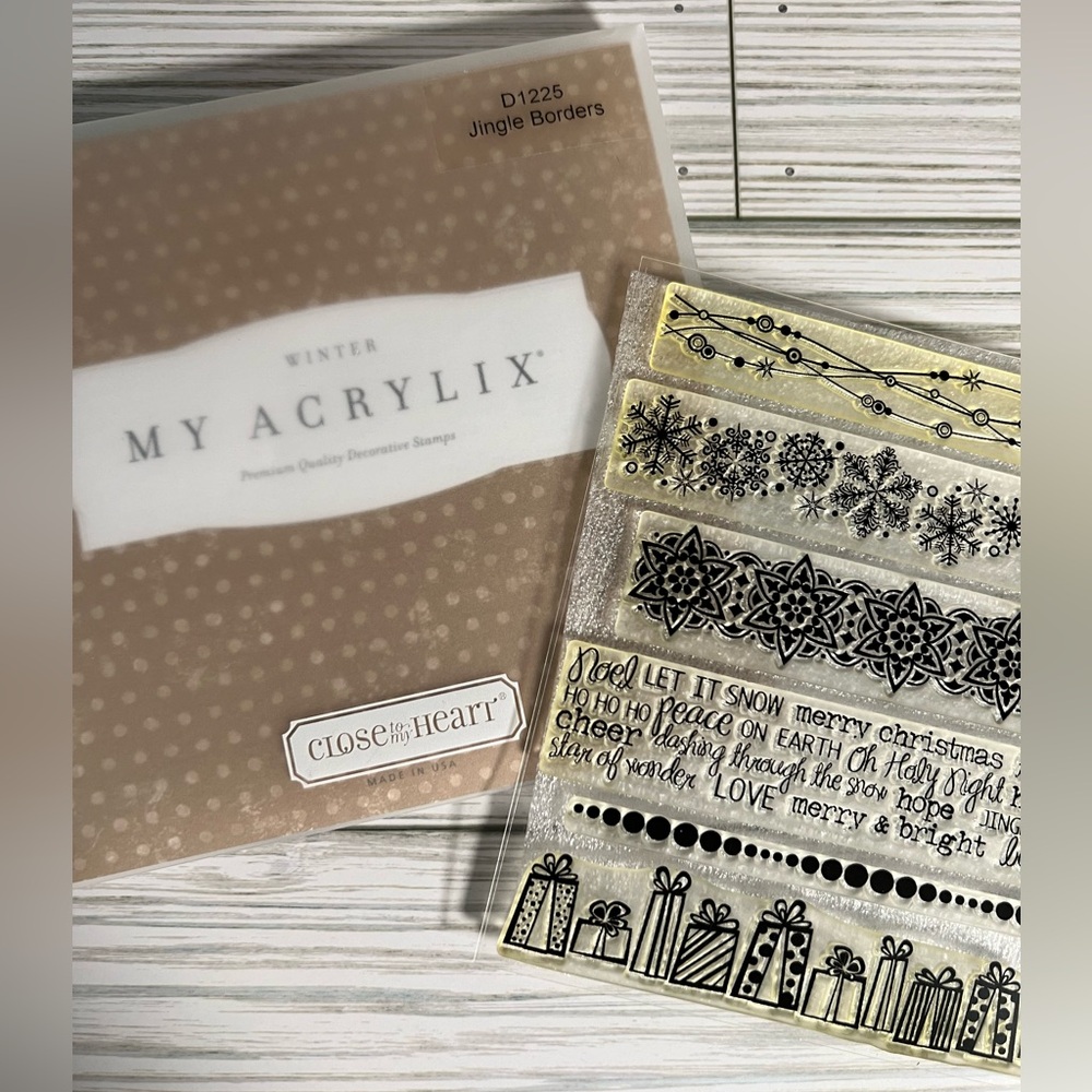 Close to my Heart My Acrylix Jingle Borders Stamp Set, Used, Retired